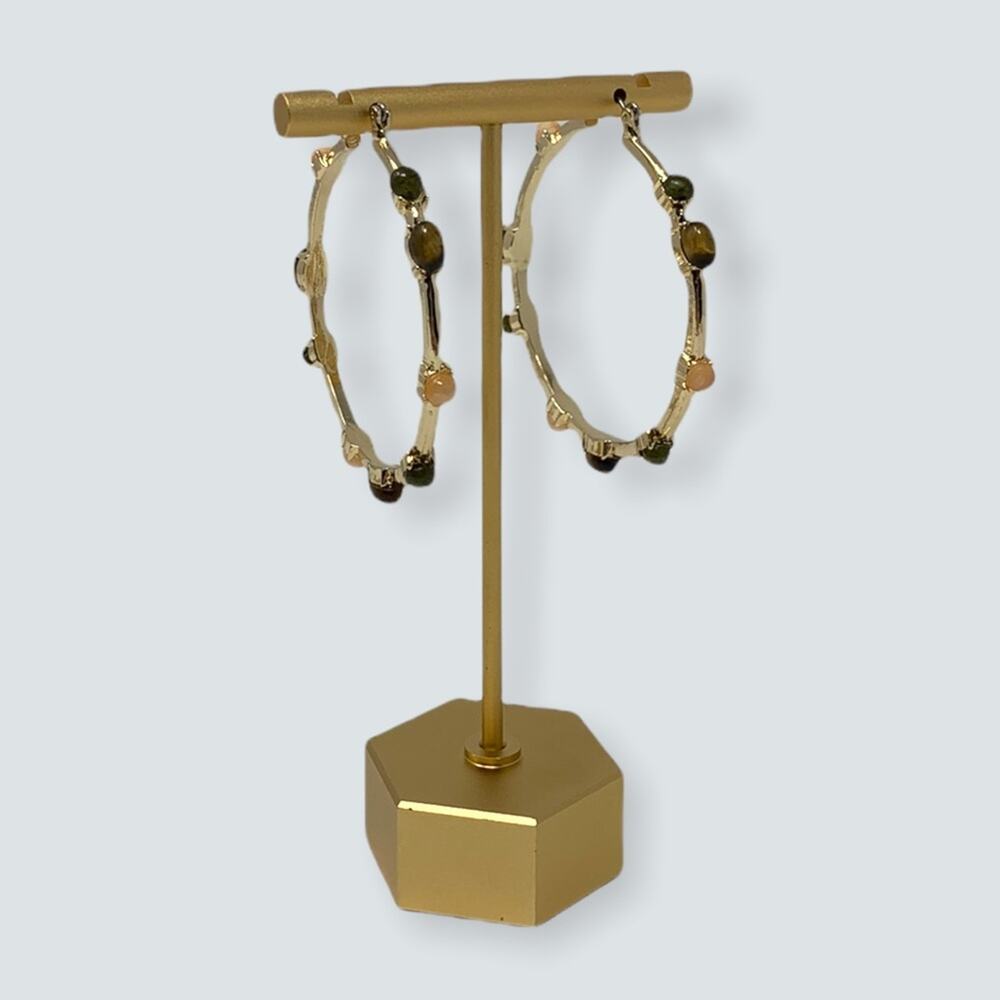 14th & Union Stone Studded Gold-tone Hoop Earrings